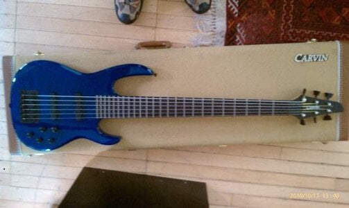 Carvin US made Blue 6 string fretted bass