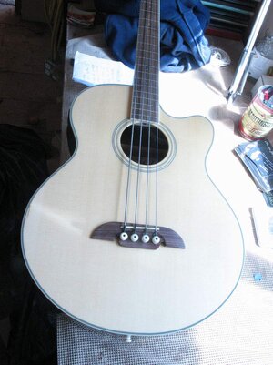 FS Only:  Alvarez fretless acoustic, with hardshell: - $275