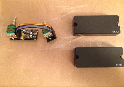 Two EMG 35DC pickups and a EMG BQC Control