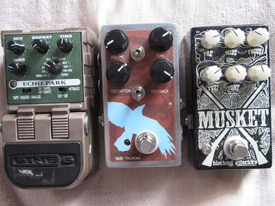 FS:ss/bs 4545 (modded),Dwarfcraft Baby Thundaa, Musket V.2 fuzz, Line 6 Echo Park