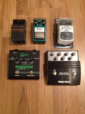 FS/FT:   Dirt pedals - Hartke VXL, SD Paranormal, Boss Metal Zone, Ibanez TS