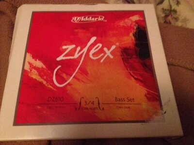 FS daddario zyex 3/4 bass strings one hour of play time