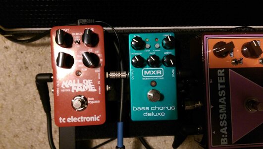 MXR Bass Chorus Deluxe, TC Hall of Fame Reverb, Boss DD-3