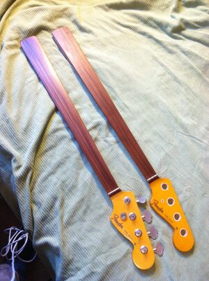 Two USACG Fretless necks (4 string, maple/rosewood)