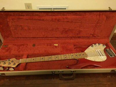 Ernie Ball MusicMan Red Right-Handed 5 String Maple Fret Board Bass