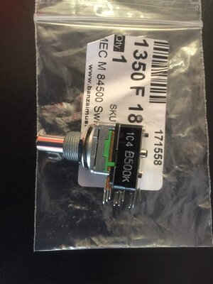 Warwick PUSH/PULL MEC VOLUME POT NEW (part M84500)