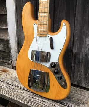 Reposted: 1973 Fender Jazz, natural, all-original, complete, excellent.