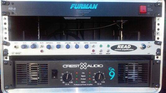 Read Purity Preamp, Crest CA9 Poweramp, Ashly PQX 751 Para-EQ, power conditioner, SKB case