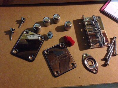 Assorted Parts (pre-amp, bridge, knobs, plates, etc)