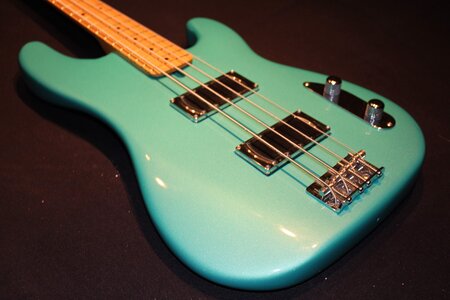 Chi-Sonic Tele Jazz in Calypso Green with a matching headstock