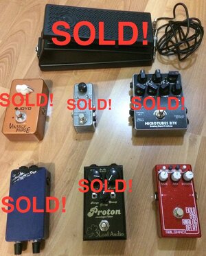 B7K, Fdeck 3, Malekko delay, 3Leaf Proton, Fairfield Accountant, Joyo Phaser, Moog EP-3