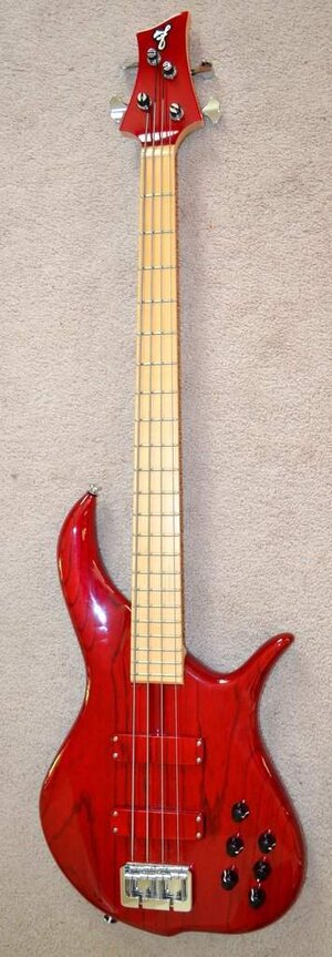 F Bass BN4 Trans Red Ash Body Maple Fingerboard George Furlanetto