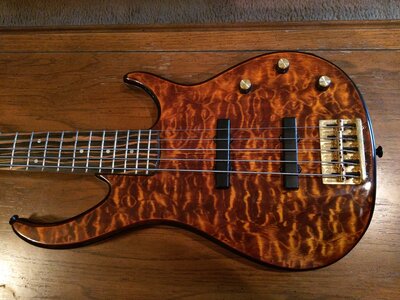 Tigers Eye 5 String Frankenbass