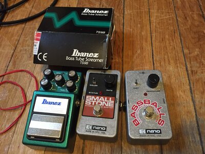 Ibanez TS9B Bass Tube Screamer, EHX Bassballs Nano and Small Stone Nano