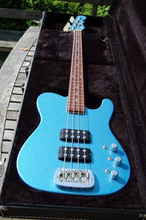 2014 G&L ASAT Bass, Like New, Lake Placid Blue (LPB,) Matching Headstock, Rosewood, Quartersawn Neck