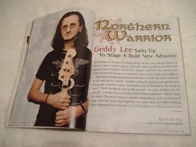 Geddy Lee Bass Player Magazine Aug 2007