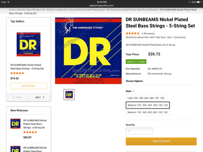 DR Sunbeams 5 string set (used 1 time)