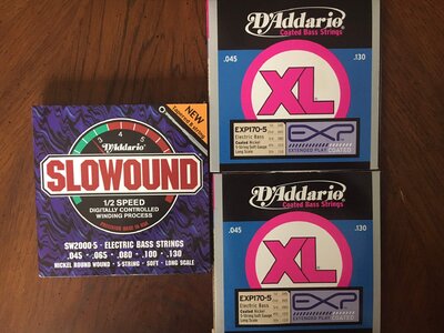 Unopened D'Addario EXP Coated Nickel Round Bass Strings-2 -/5-String Set plus a free set of slowound