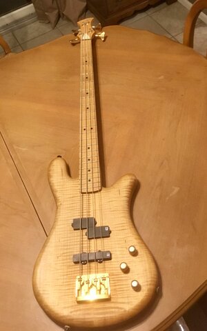 Custom made Flame maple Spector style bass