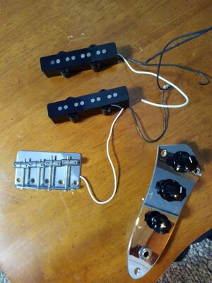 Mij fender jazz bass pickups, control plate and bridge