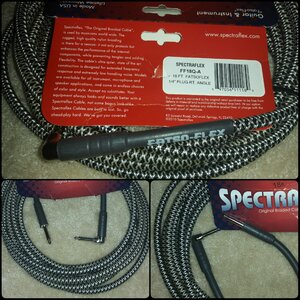 SpectraFlex Fatso-Flex 18' Guitar Cable, Black/White Cloth, Almost New!!