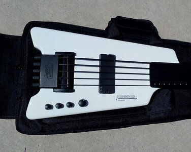 STEINBERGER SYNAPSE 5 V FRETLESS BASS, PIEZO BRIDGE, WHITE, GORGEOUS, MINT!