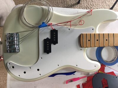 Squier ii P body, and Silvertone neck.