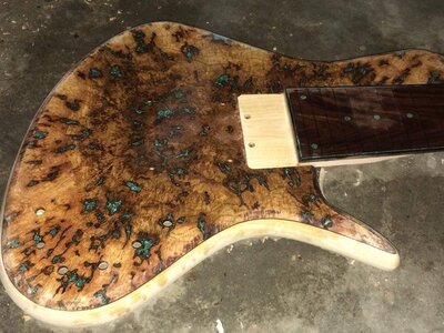 Benavente 7 SCB 33 scale black oak burl with crushed turquoise