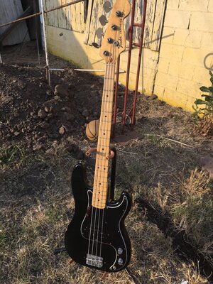 1976 Black/Maple Fender Precision Bass-"A" Width Nut-OHSC