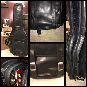 Thick Leather Double Electric Bass Gig Bag, Very Good Condition