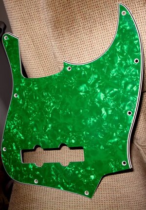 Custom Warmoth Pickguard - 4 string Jazz - Green Pearl