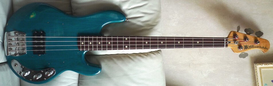 1987 Ernie Ball Musicman Stingray Trans Teal 2-band!!