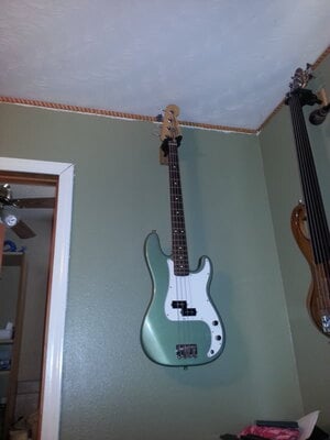 03 mim fender p with upgraded pups sage green `