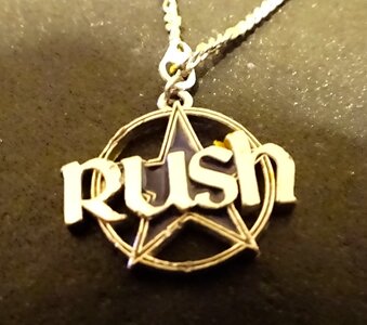 "RUSH" Star logo 2112 18" necklace. Geddy Lee, Alex Lifeson, Neil Peart