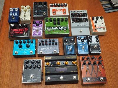 Pedals: The Madness of it all.  B7K Mu-Fx Mr. Black Red Panda QF2 etc.