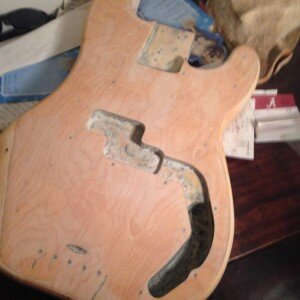 One Piece Alder Fender P body from MN5 stripped/rough sanded