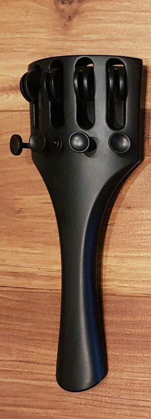 Thomastik Infeld alloy tailpiece with integrated fine tuners