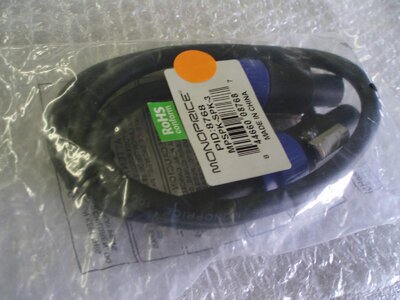 Brand new 3' Neutrik Speakon speaker cable, in sealed pack