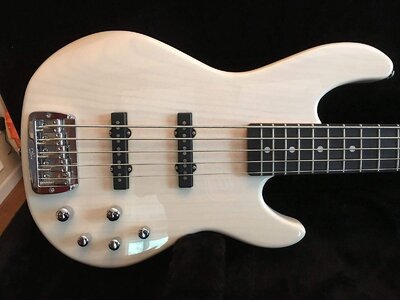 New price: G&L Modern Jazz 5 - Blonde With Matching Headstock, Ebony FB