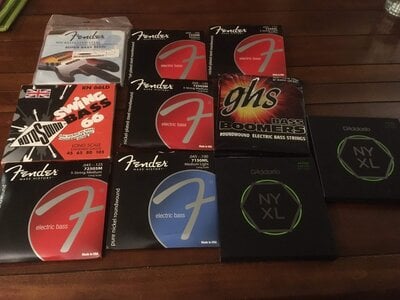 String sell off Fender , rootosound, ghs, Nyxl, 4 & 5 string new in box