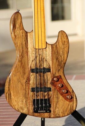 Black Limba Fretless Jazz, CA fingerboard- $500