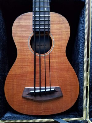 KALA UBASS Exotic mahogany EM-FS fretted W/ tweed HSC, Shadow elecs, Hipshot tuners. Like new!