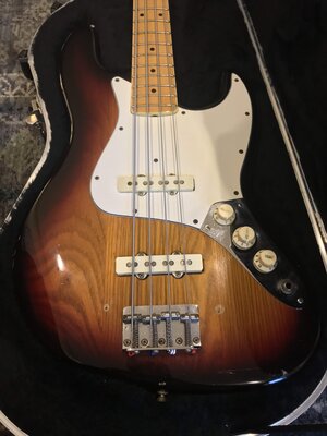 1983 Fender Jazz Bass - S8 Serial Number, Dots and Binding, Sunburst Finish