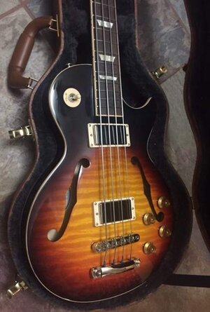 Gibson Memphis ES-Les Paul Bass Dark Sunburst - Case - Excellent