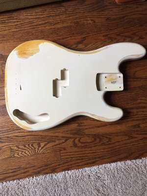 MJT Fender P Bass Body vintage white heavy relic