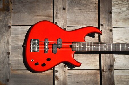 1986 Aria Pro II "The Cat" Bass-Candy Red w/ Upgrades! Nice Bass in VG shape!