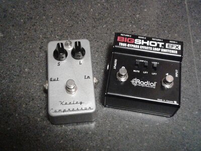 Keeley 2 Knob Comp, Radial Big Shot EFX