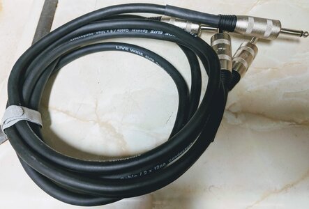 SPEAKER CABLE: Pair of Livewire Elite 12g Speaker Cables 1/4 in. to 1/4 in. 5 ft. Black