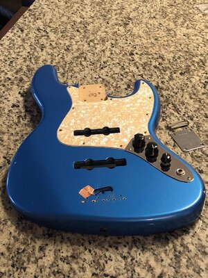 Warmoth Jazz Bass Body Lake Placid Blue Semi Loaded & Shielded