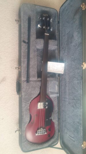 Rare Epiphone EB fretless bass with endpin for upright playing